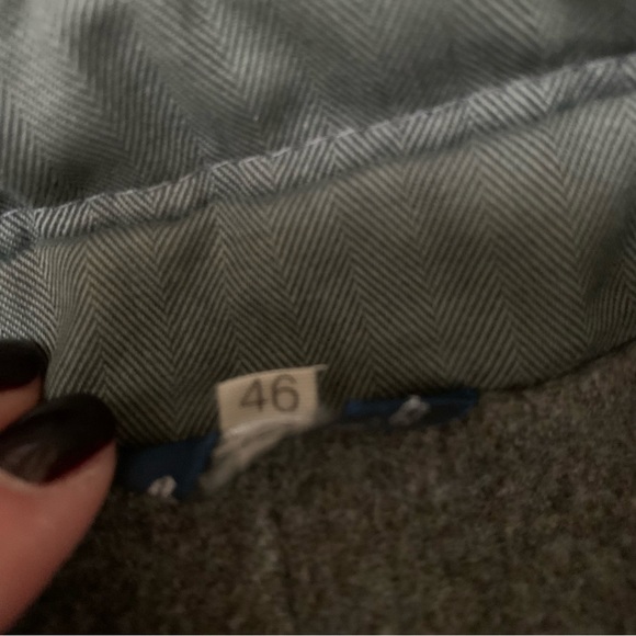 Vintage Italian Olive Green Cotton Herringbone Trench Coat Wool Lined - Picture 8 of 12